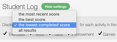 Lowest completed score filter