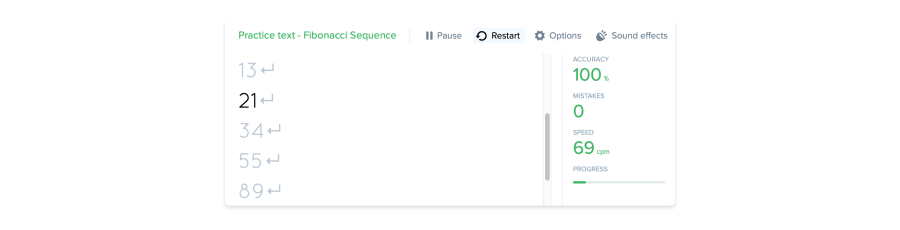 Number pad training text