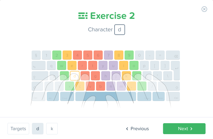 Instructions before the start of an exercise