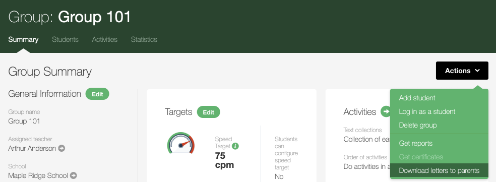 Download letters to parents